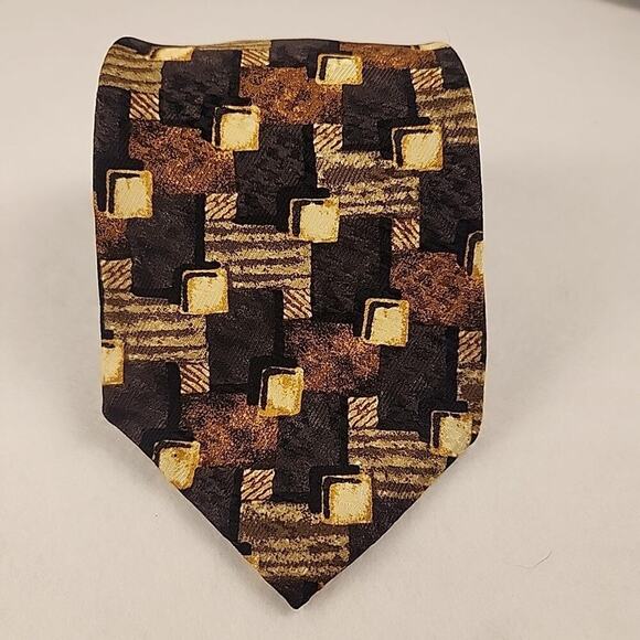 Mulberry Men's Woven Geometric Corpcore 100% Silk Neck Tie 4"W x 57"L - Picture 1 of 5